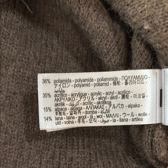 Zara Brown Cardigan Sweater V-Neck polyamide/wool/alpaca blend fabric - Picture 6 of 6